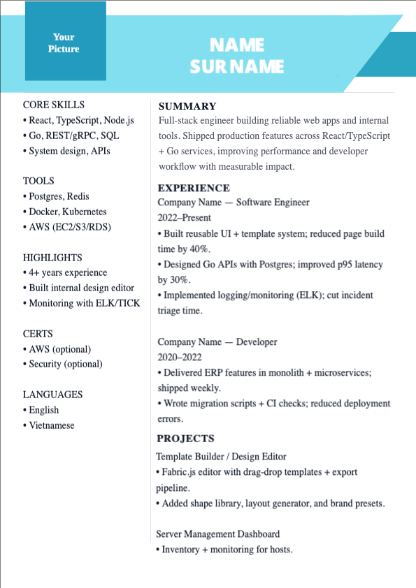 Resume CV template 4